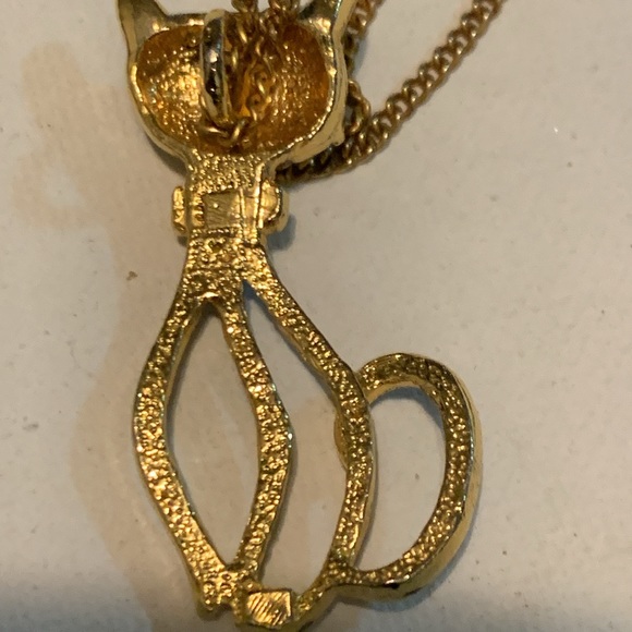 2/$30 Vintage Blue Enamel Siamese Cat Silhouette Pendant - Picture 5 of 9